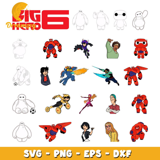 Big hero 6 characters bundle svg, big hero 6 cartoon svg