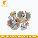 Bingo and bluey love embroidery design