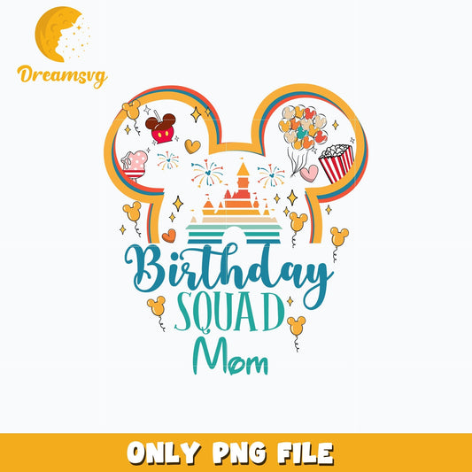 Birthday squad mom png, mickey mouse head png
