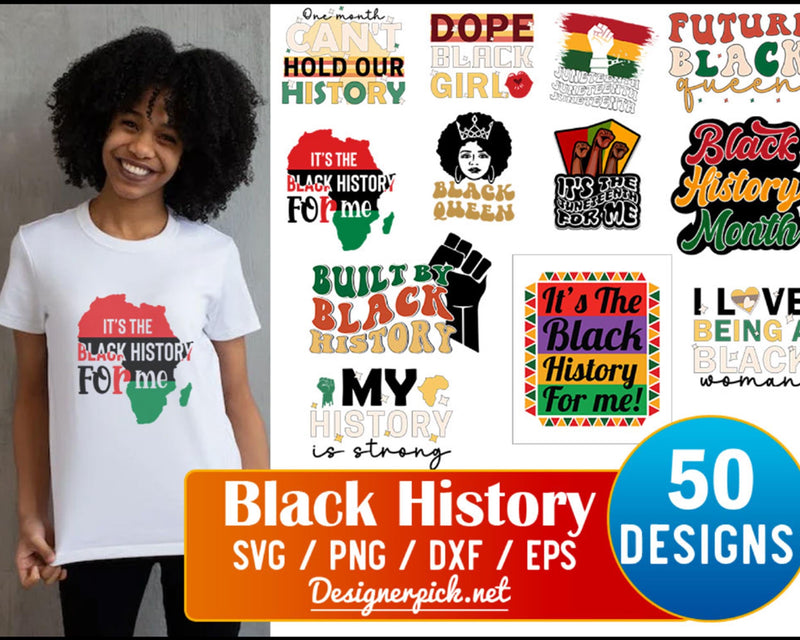 50 Black History Month Svg, Black Leaders Svg, BLM Svg, African American, Melanin Svg, Black Queen Svg