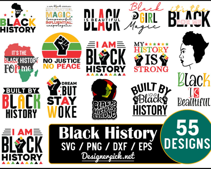 55 Black History Month Svg, Black Leaders Svg, BLM Svg, African American, Melanin Svg, Black Queen Svg