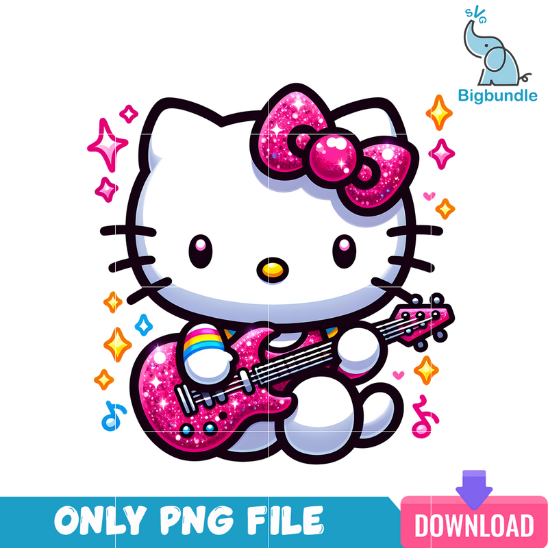 Hello Kitty Blink Guitar PNG