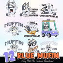 Blue Mufin PNG Bundle Sublimation Instant Download