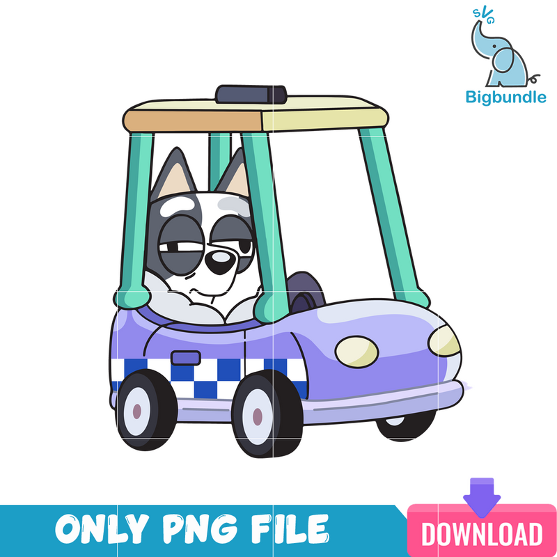 Bluey Muffin Driving Car PNG