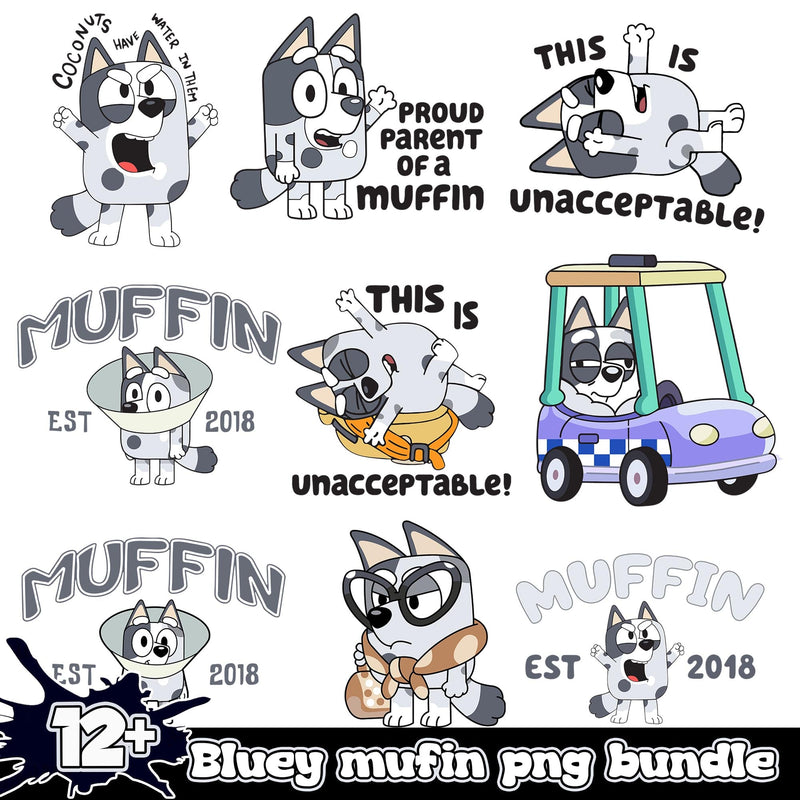 Bluey Muffin PNG Bundle 12+