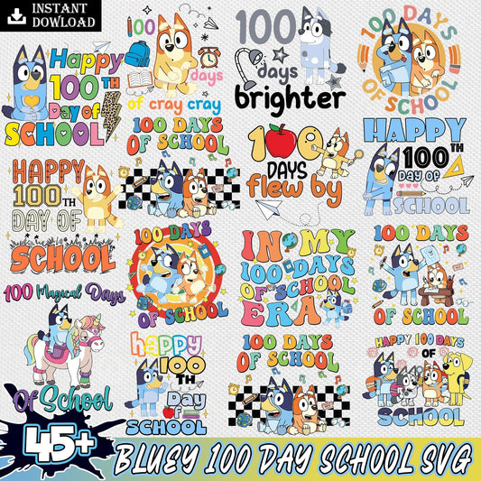bluey 100 day school bundle svg