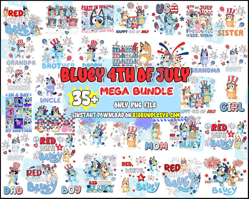 Bluey 4th of July PNG bundle - Bluey 4th of July PNG - Bluey 4th of July Clipart - Digital Download