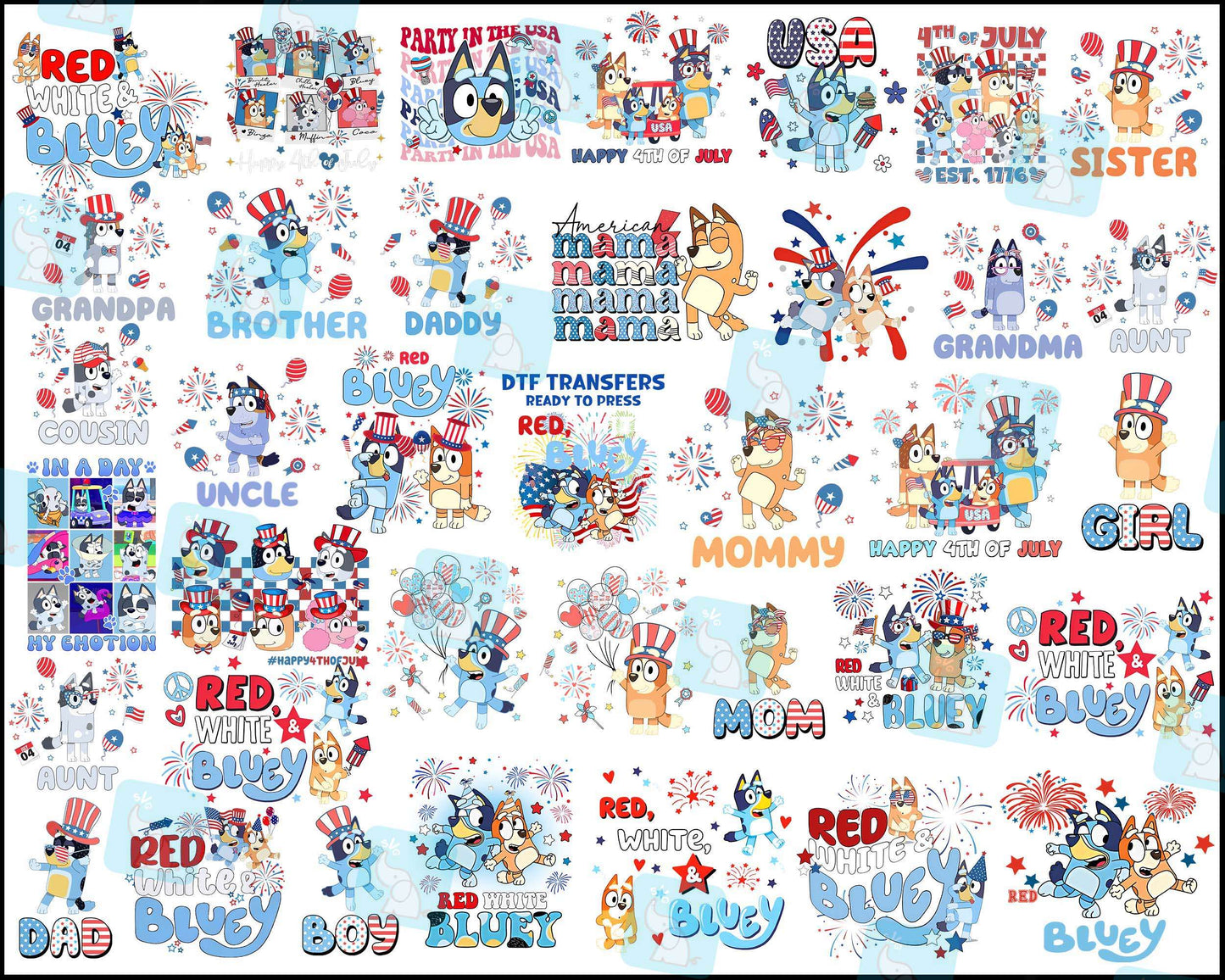 Bluey 4th of july bundle - Digital Download