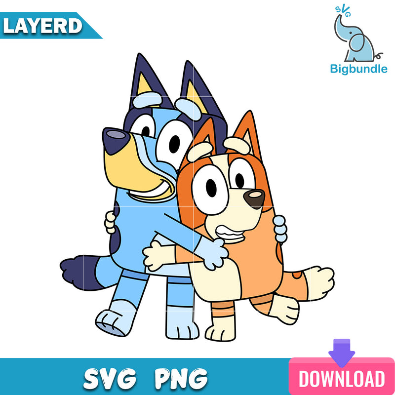 Bluey and bingo hug svg, bluey svg, digital download.