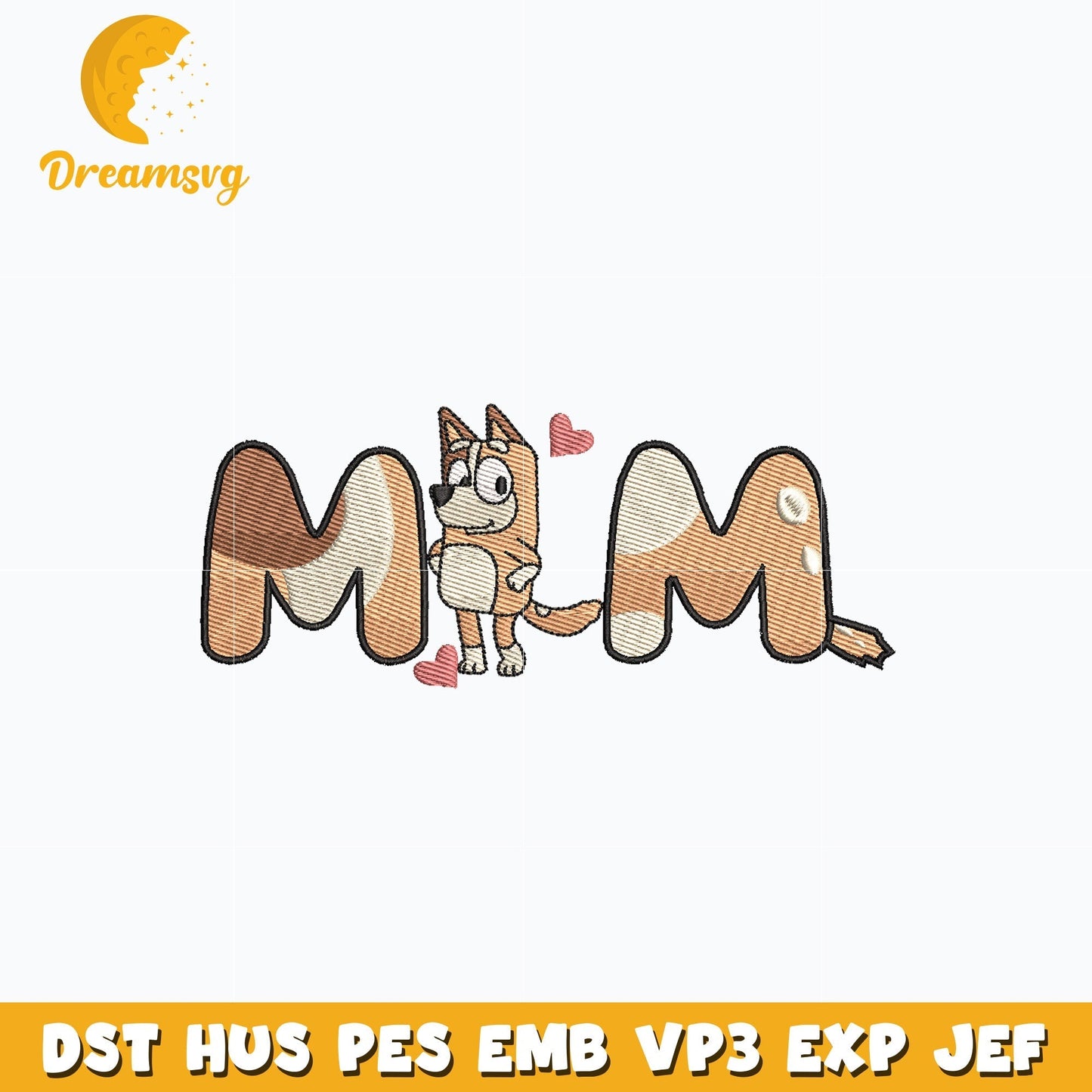 Chilli heeler mum embroidery design