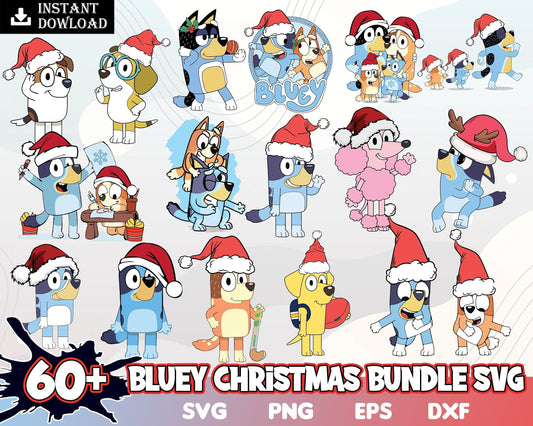 60+ Bluey Christmas svg bundle, Bluey vector, bluey Xmas png, bluey cutfile, bluey clipart, bluey eps, dxf bundle