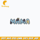 Bluey dad mama embroidery design