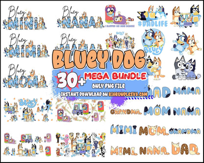 30+ Bluey mom bundle only png, Bluey vector, bluey alphabeth, bluey cutfile, bluey clipart