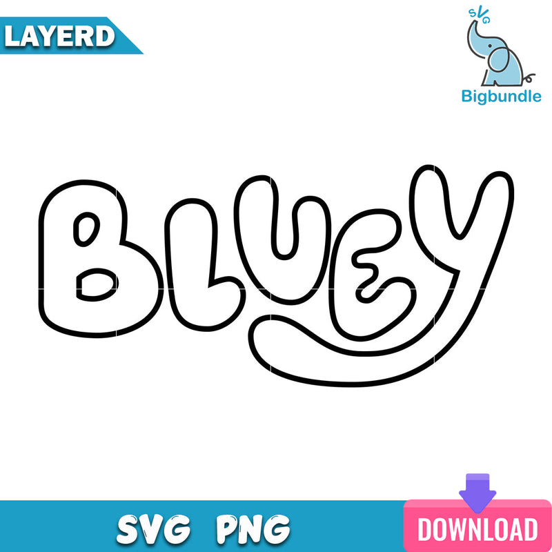 Bluey logo outline svg, bluey svg, digital download.