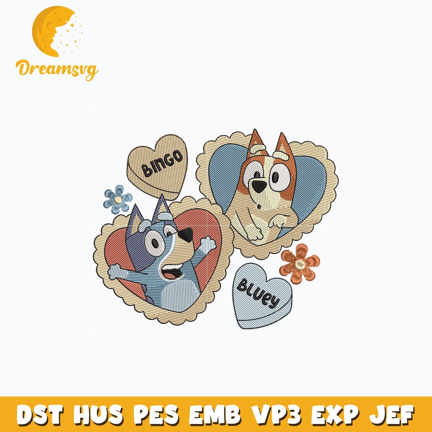 Bluey love bingo embroidery design