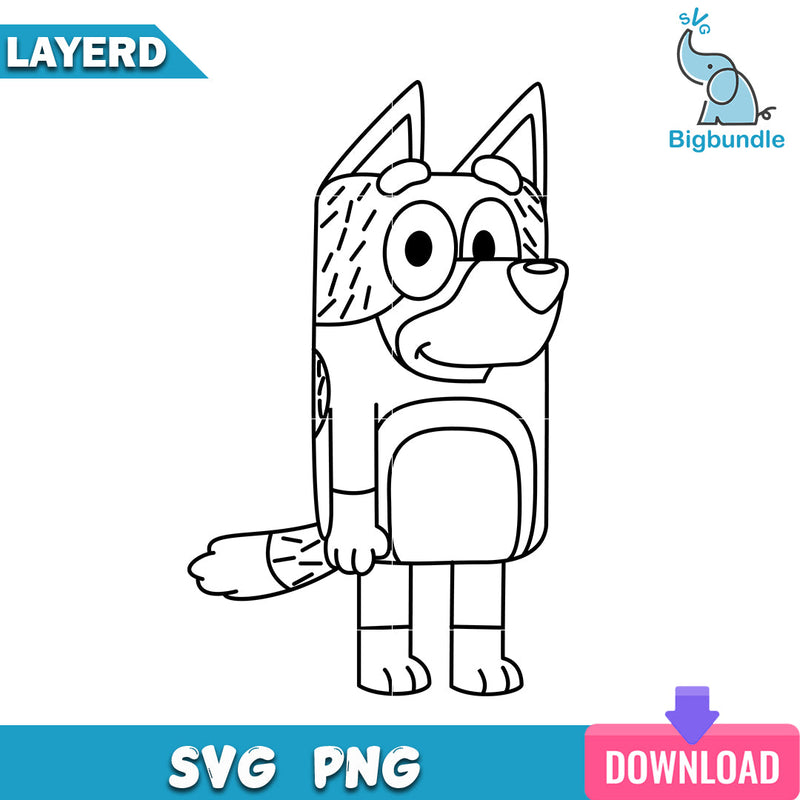 Bandit dad outline svg, bluey svg, digital download.