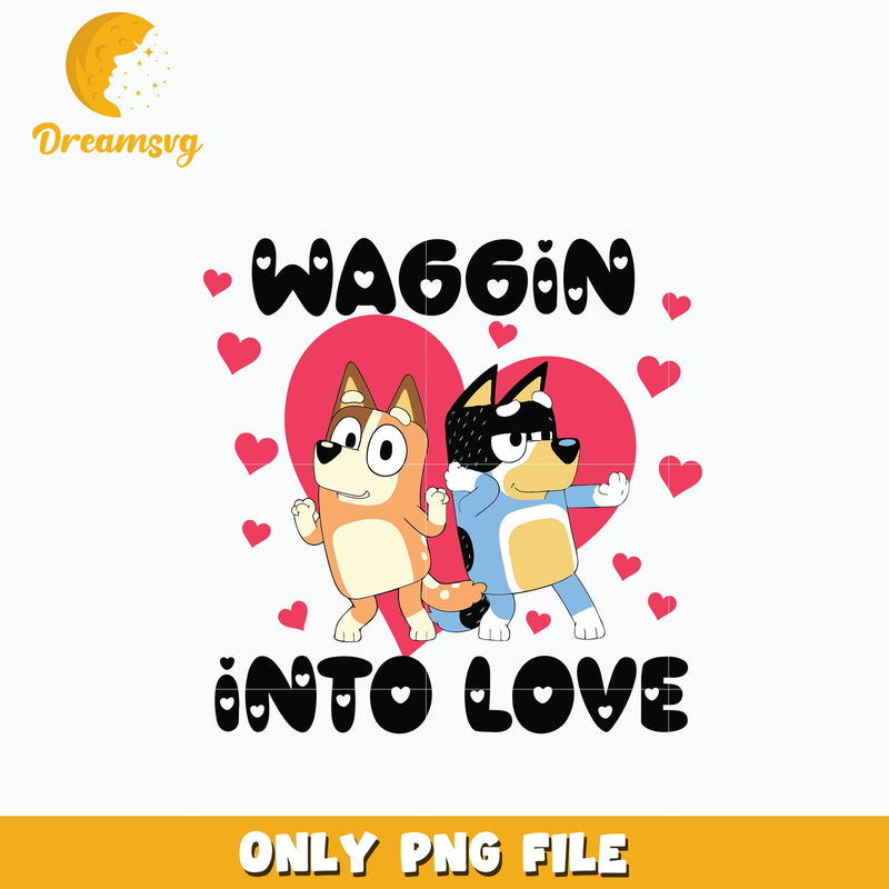 Bluey Dogs Valentine's Day Couple Png