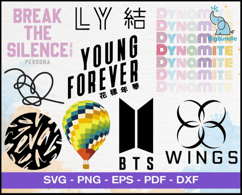 Bts svg bundle 200+ svg, png, dxf, pdf