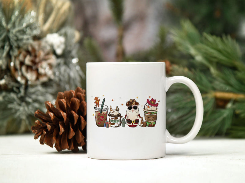 Santa Claus Cowboy, Snowman Cowboy Coffee Christmas PNG, Christmas PNG.