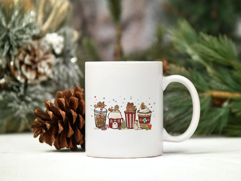 Gingerbread Coffee Christmas PNG, Christmas Coffee PNG File.