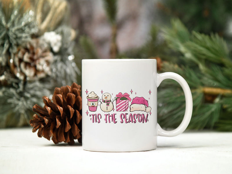 Tis The Season PNG, Coffee Snowman Gift Santa Hat Christmas PNG.