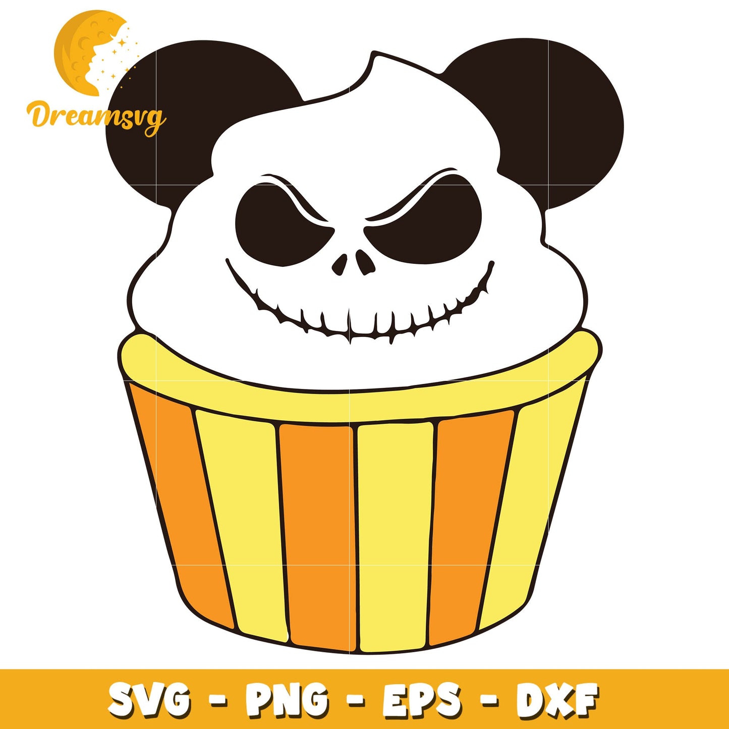 Muffin Cake mickey Jack Skellington face svg