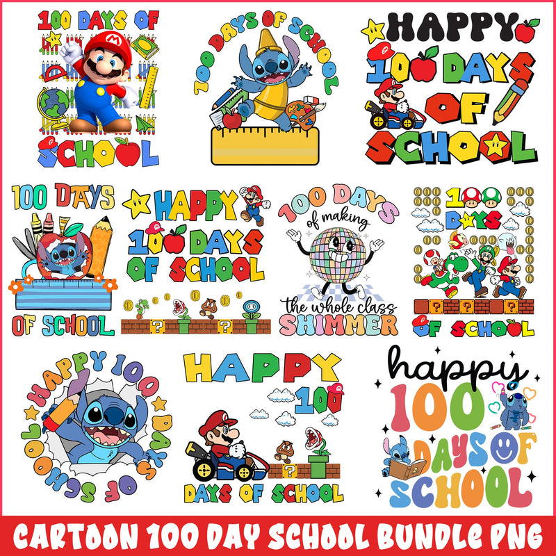 cartoon 100 day school bundle png