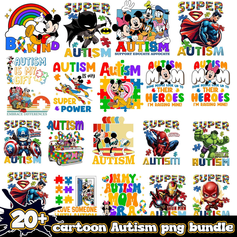 Cartoon Autism Bundle 20+ PNG