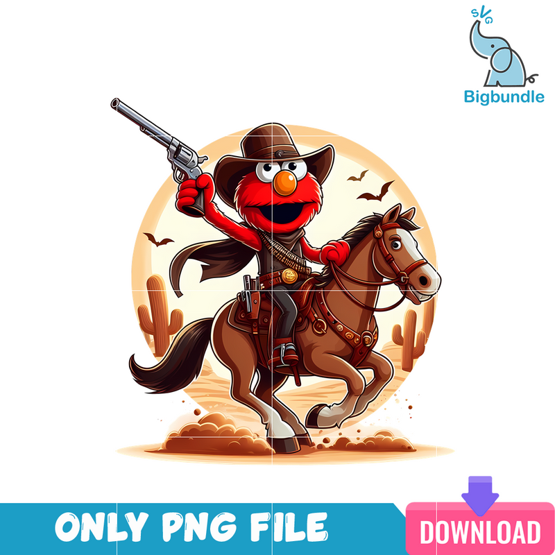 Elmo Cartoon Cowboy Era PNG