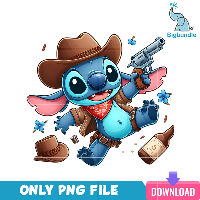 Stitch Cartoon Cowboy Era PNG