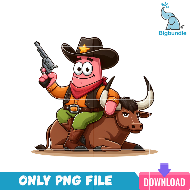 Patrick Cartoon Cowboy Era PNG