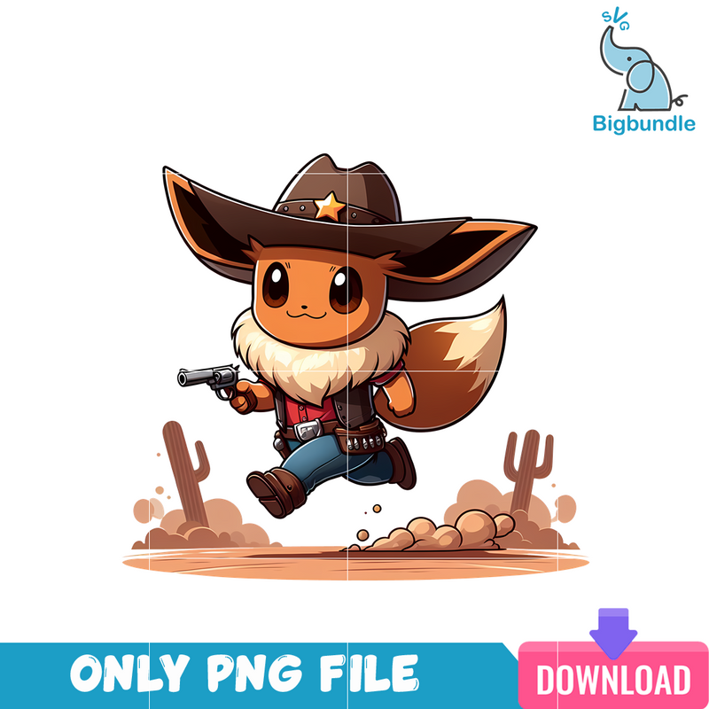 Eevee Cartoon Cowboy Era PNG