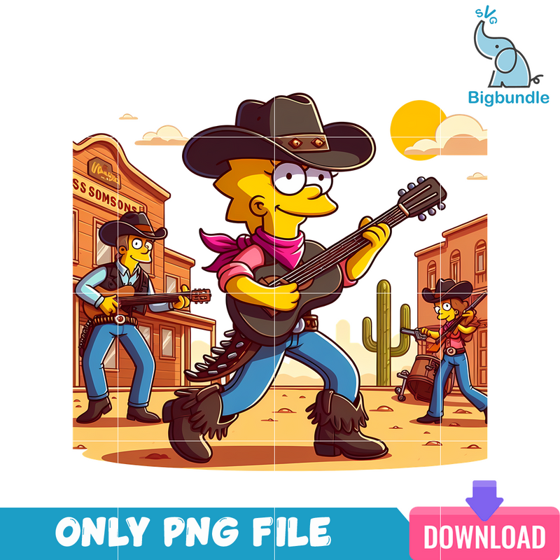 Lisa Cartoon Cowboy Era PNG