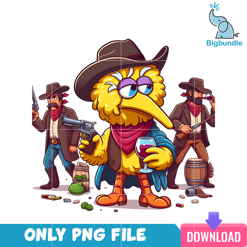 Big Bird Cartoon Cowboy Era PNG