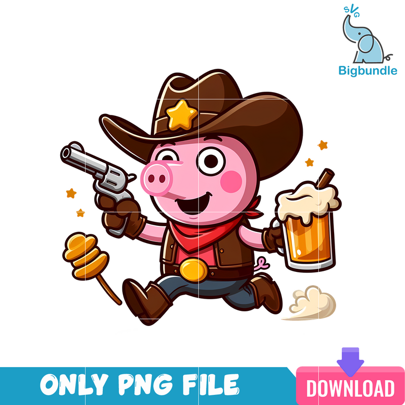 Peppa Pig Cartoon Cowboy Era PNG