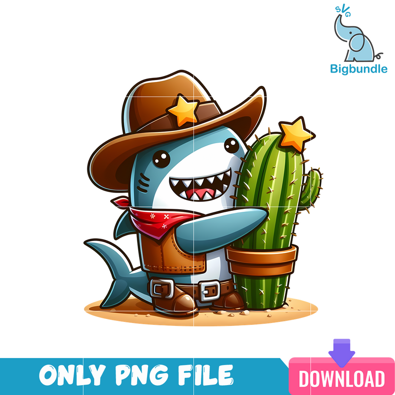 Shark Cartoon Cowboy Era PNG