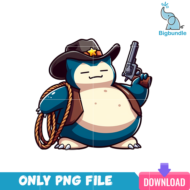 Snorlax Cartoon Cowboy Era PNG