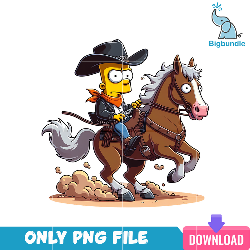 Bart Simpson Cartoon Cowboy Era PNG