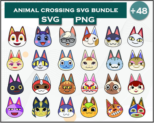 48+ Cat Svg Bundle, Animal Crossing Svg Bundle, Animal Crossing Svg, Cartoon svg, png digital file