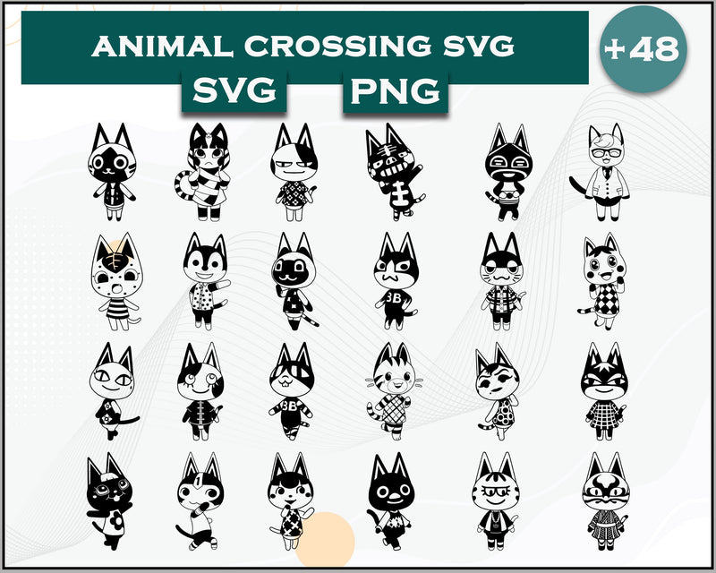 48+ Cat Svg Bundle, Animal Crossing Svg Bundle, Animal Crossing Svg, Cartoon svg, png digital file