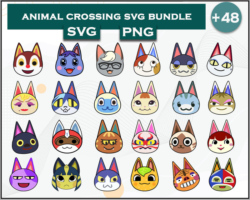 48+ Cat Svg Bundle, Animal Crossing Svg Bundle, Animal Crossing Svg, Cartoon svg, png digital file