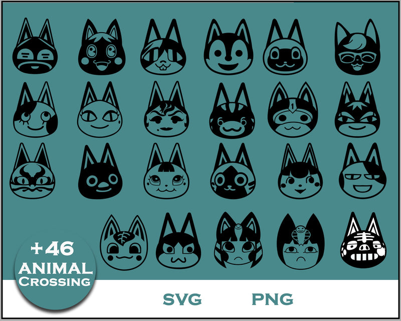 46+ Cat Svg Bundle, Animal Crossing Svg Bundle, Animal Crossing Svg, Cartoon svg, png digital file