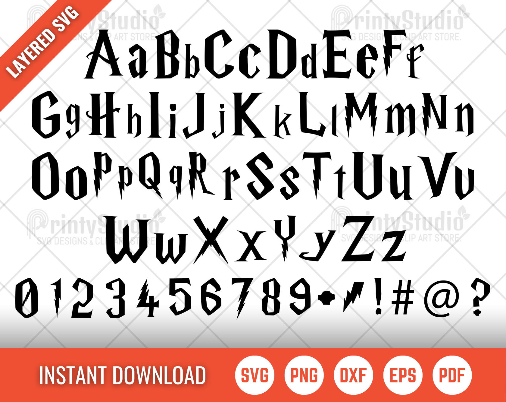 Chibi Harry Potter Clipart Bundle, Harry Potter SVG Cut Files for Cricut / Silhouette, Harry Potter Alphabet PNG Vector Files
