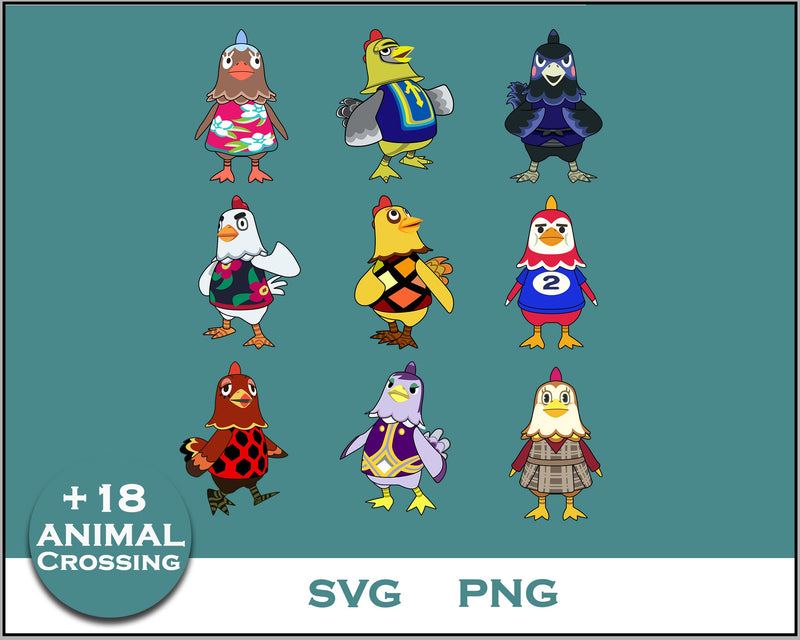 18+ Chicken Svg Bundle, Animal Crossing Svg Bundle, Animal Crossing Svg, Cartoon svg, png, digital file