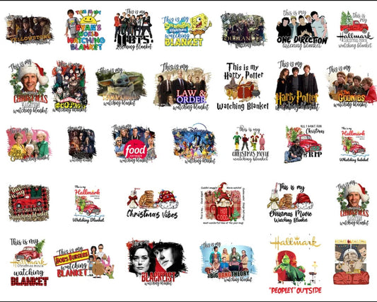 30+ Christmas Blanket PNG | Christmas PNG Sublimation File | Christmas Movies PNG | Christmas Movie Watching Blanket Design Digital