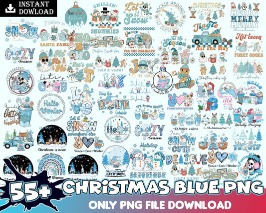 55+ Christmas PNG Bundle, Christmas Blue png, Holiday 2022 png, Winter png, Christmas images, Cut File, Cricut, CRM10112202