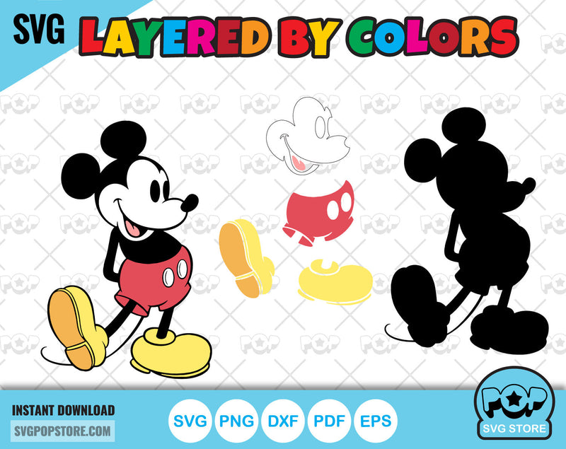 Classic Mickey Mouse clipart set, Mickey svg cut files for Cricut / Silhouette, Mickey Mouse png, dxf