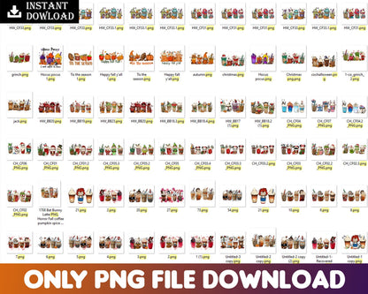 Mega 300+ Coffee PNG bundle, Halloween coffee digital bundle, Disney designs bundle in PNG formats, Digital files
