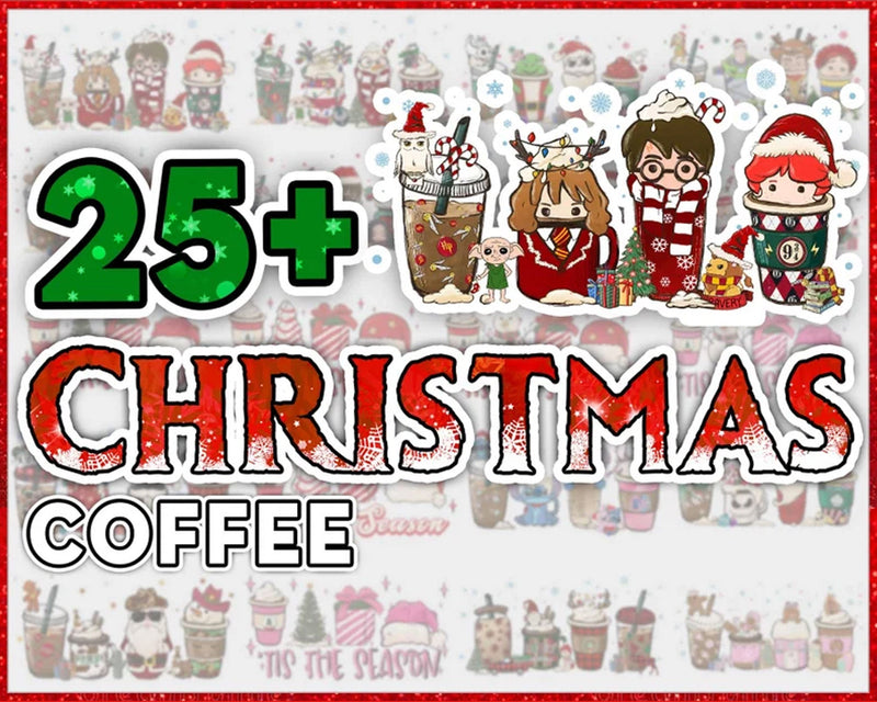 25+ Christmas coffee PNG bundle, Christmas cafe digital bundle, designs bundle in PNG formats, Digital files