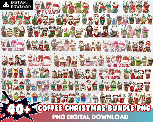 40+ Christmas coffee PNG bundle, Christmas cafe digital bundle, designs bundle in PNG formats, Digital files CRM05112204